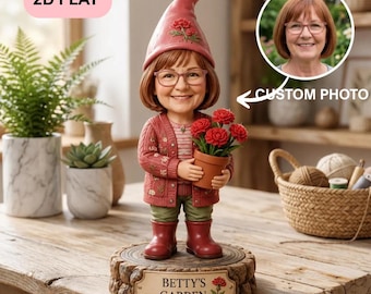 Geburtsblumen-Zwerg-Holzblock - personalisierte Gartenfigur, Frühlingsblumen-Geburtstagsgeschenk für Kinder und Erwachsene