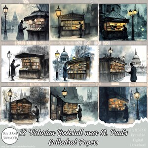 Bookshop Printable| Junk Journal Papers| London Bookshop| Victorian Bookshop Scrapbooking Paper| Reading Journal Papers| Book Nerd|Book Art