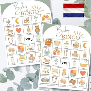 Baby Bingo, Babyshower Bingo, babyshower spel, babyshower activiteit, afdrukbare babybingo, Nederlands