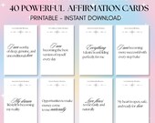 Manifestation Affirmation Cards Printable | 40 Daily Affirmations | Mindset, Money, Love & Success | Law of Attraction Cards PDF