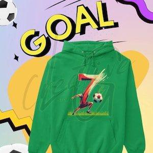 Illustrazione Digitale Numero 7,Poster Calcio con Design Dinamico,Stampa Sportiva Scaricabile per Decorazioni e Regali Natalizi,download png