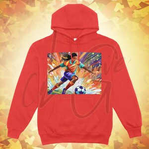 Illustration numérique de football féminin, art sportif coloré, impression téléchargeable pour les amateurs de football, téléchargement instantané png