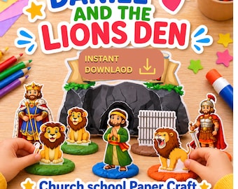 Daniel Lions Den Clipart | Bible Story Paper Dolls, Playdoh Activity Set