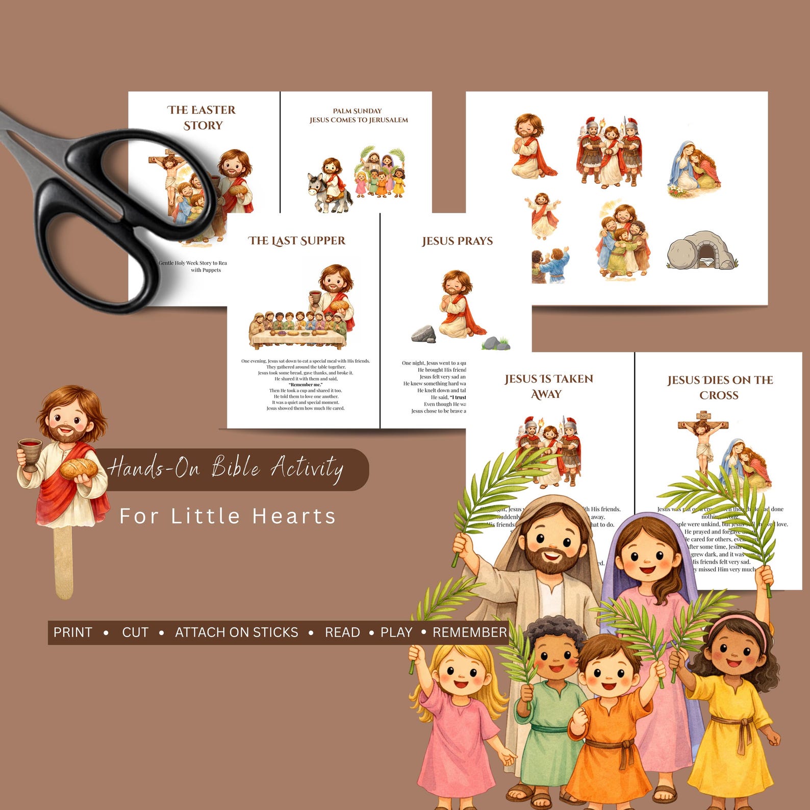 Holy Week Bible Story Puppets for Kids | Jesus Easter Craft | Sunday ...
