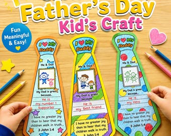 キリスト教の父の日キッズクラフト、聖書ネクタイ塗り絵クラフトアクティビティ、日曜学校、父の日DIY