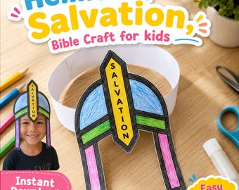Helmet of Salvation Bible Craft for Kids | Armor of God Printable PDF | Sunday School VBS Christian Activity | Easy Paper Helmet Craft