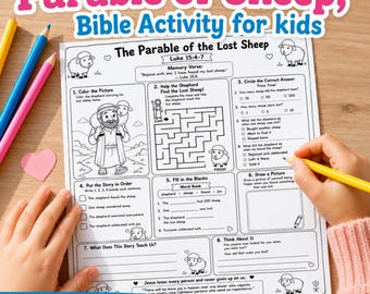 迷子の羊のたとえ話アクティビティパック（子供向け）｜聖書ワークシート（印刷可能）｜日曜学校レッスン｜キリスト教ホームスクールアクティビティ