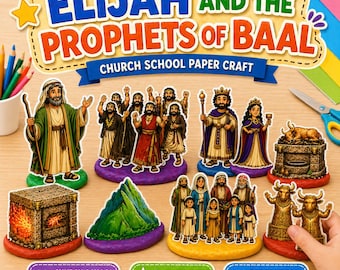Elijah and Prophets of Baal Bible Kids Paper Craft | Sunday School PDF