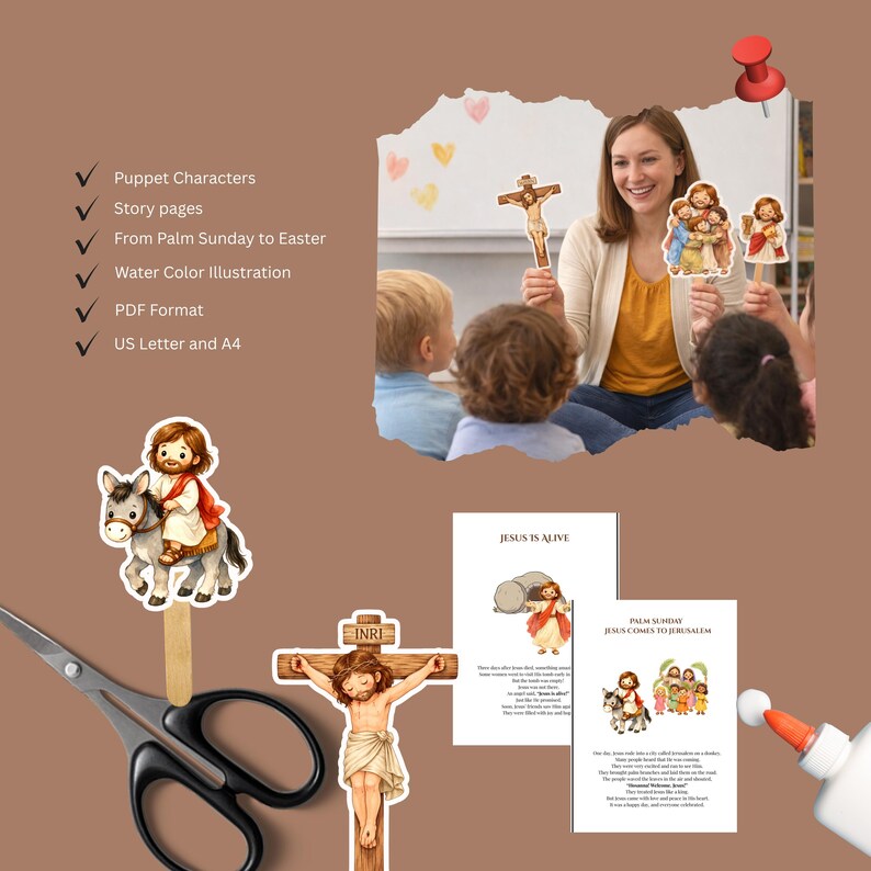 Holy Week Bible Story Puppets for Kids | Jesus Easter Craft | Sunday ...