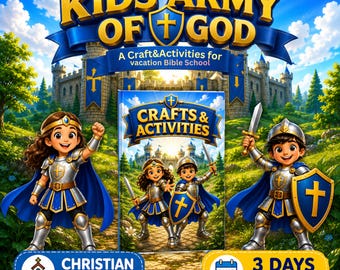 キッズ・アーミー・オブ・ゴッドVBSカリキュラムバンドル｜4～13歳のお子様向けキリスト教工作＆アクティビティ｜神の武具聖書レッスン印刷パック