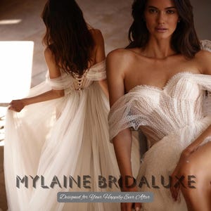 Off Shoulder Tulle Wedding Dress with Slit, Corset Bodice, Lace-Up Back, Romantic A-Line Bridal Gown, Boho Elegant Train Custom Made