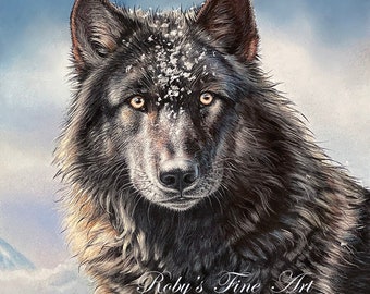 Limited Edition Timber Wolf Art Print "Cold Stare" By Wildlife Artist Roby Baer PSA
