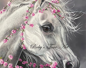 Arabian Mare Art Print "Pretty In Pink" 8 x 10 inch Giclee by Artist Roby Baer