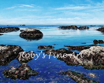 Seascape Art Print "Glass Beach" 8 x 10 inch Giclee by Artist Roby Baer PSA