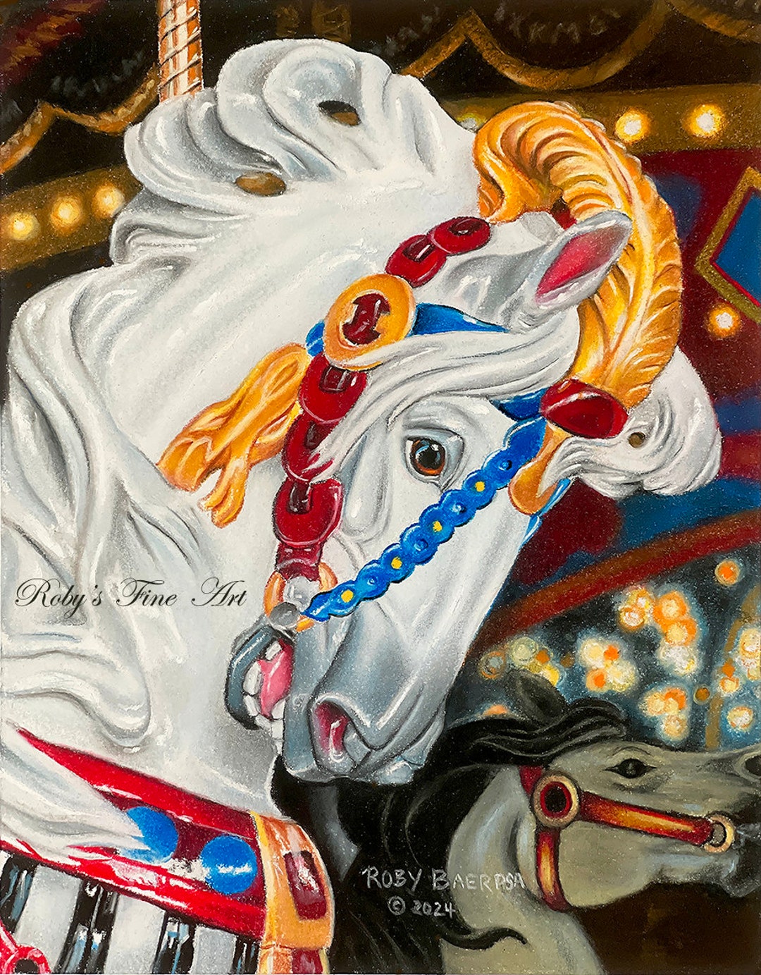 Carousel Horse Art Print outside Row Jumper 8 X 10 Inch Giclee By carousel-horse-art-print-outside-row-jumper-8-x-10-inch-giclee-by