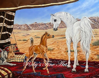 Limited Edition Arabian Horse Art Print "Bedouin Treasures" By Artist Roby Baer PSA
