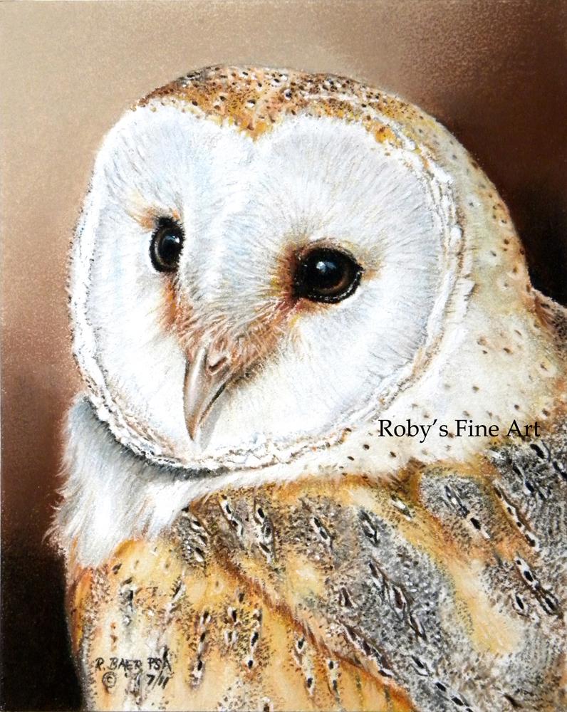 Barn Owl Art Print 5 x 7 inch Giclee by Roby Baer PSA