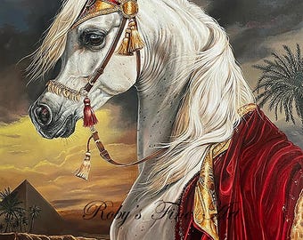 Arabian Horse Art Print "Whispers Of The Golden Light" 8 x 10 inch Giclee by Artist Roby Baer