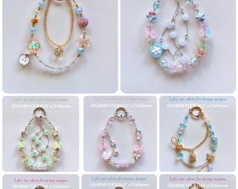 Correa para teléfono con cuentas iridiscentes: cordón de pulsera con dije de diamantes de imitación