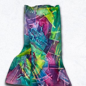 Hand painted silk scarf, one of a kind, gift for woman