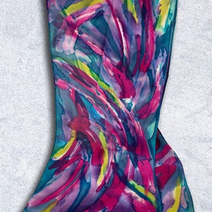 Hand painted silk scarf, one of a kind, gift for woman