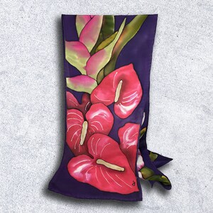 Hand painted silk scarf, one of a kind, gift for woman