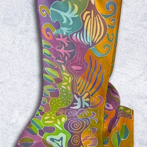 Hand painted silk scarf, one of a kind, gift for woman