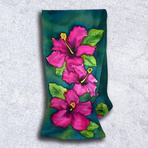 Hand painted silk scarf, one of a kind, gift for woman