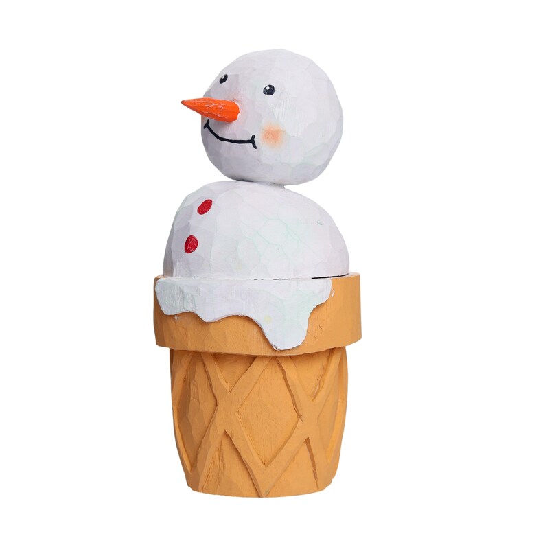 GALLERIE II Cute Snowman W/Red Plaid Scarf & Chickadee Bird Small Winter Decorative Figurine Figure Christmas Xmas Winter Holidays Indoor Home Living ROM End Table Fireplace Mantle Decor Decoration