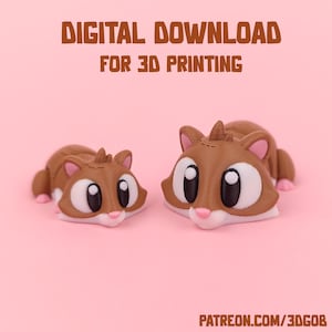 Joli fichier STL & 3MF de hamster pour impression 3D. Articulé, impression sur place, jouet Flexi Fidget