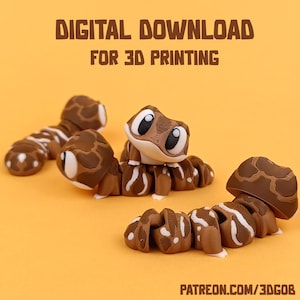 Cute Gecko STL & 3MF file for 3D printing. Articulated, Print in place, Flexi Fidget Toy
