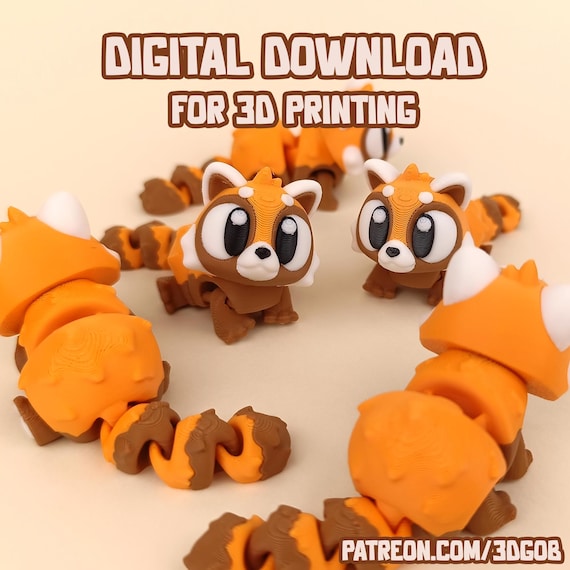 Articulated Red Panda 3D Print File: Flexi Fidget Toy (STL & 3MF