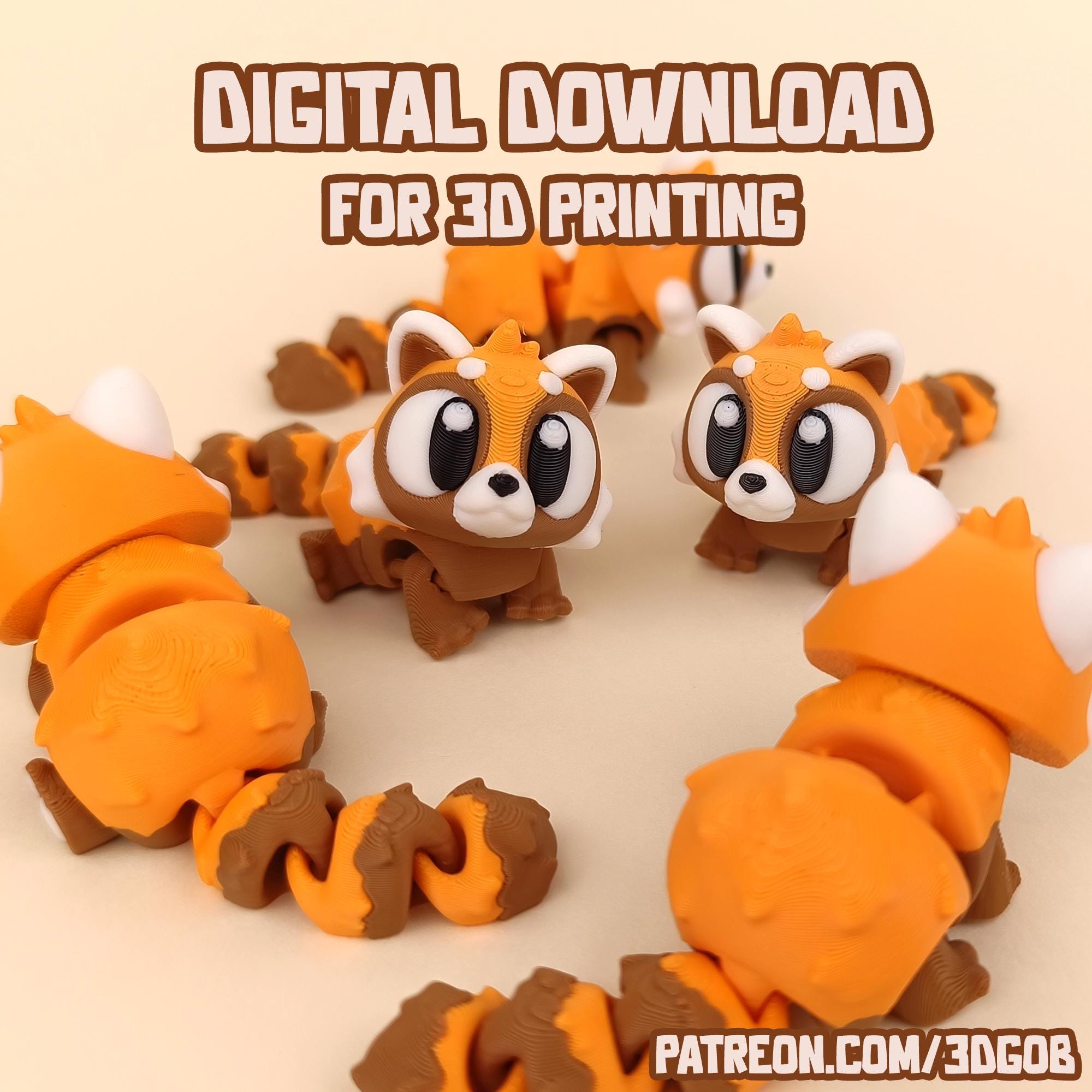 Articulated Red Panda 3D Print File: Flexi Fidget Toy (STL & 3MF