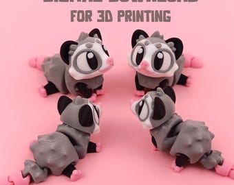 Süßes Gelenk Opossum 3D Druck Datei, Flexi Fidget Spielzeug (STL & 3MF)