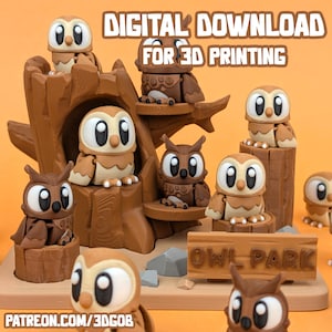 Flexi Owl 3D Print File: Articulated Fidget Toy (STL & 3MF Digital Download)