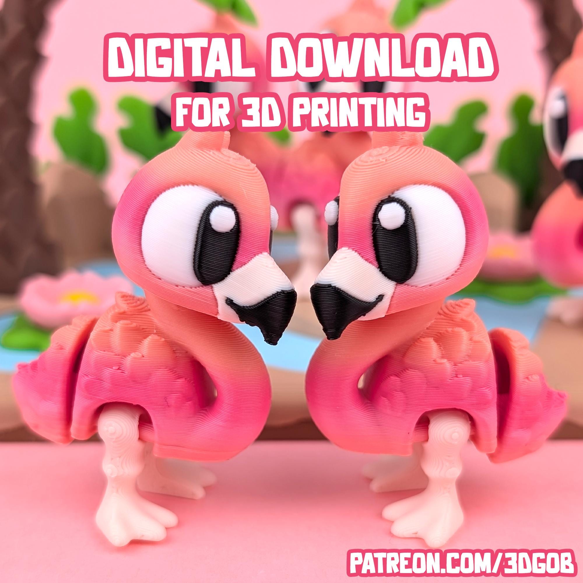 3D Printed Flamingo Playset: Articulated Flexi Fidget Toy (STL