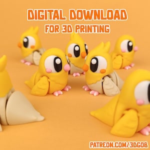 Articulated Pet Bird 3D Print File: Flexi Fidget Toy (STL & 3MF Digital Download)