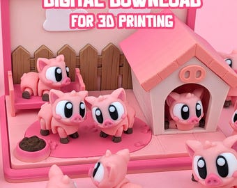 3D Gedrucktes Schweinchen Spielset: Gelenk Flexi Fidget Spielzeug (STL & 3MF Datei)
