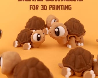 Articulated Tortoise 3D Print File, Flexi Fidget Toy (STL & 3MF)
