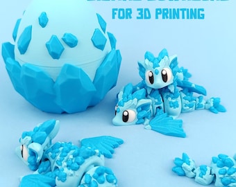 Crystal Dragon and Egg STL & 3MF File: Articulated Flexi Toy (Digital Download)