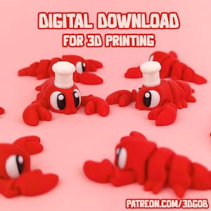 Cute Lobster STL & 3MF file for 3D printing. Articulated, Print in place, Flexi Fidget Toy