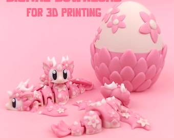 Cherry Blossom Dragon and Egg STL File: Articulated Flexi Toy (Digital Download)