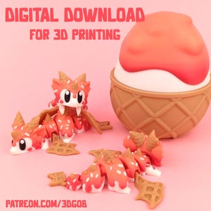 Sugar Rush Dragon & Egg STL 3D Print File: Articulated Flexi Toy (Digital Download)