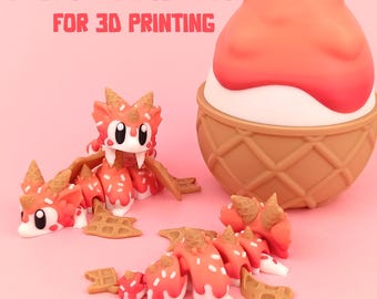 File di stampa 3D STL Sugar Rush Dragon & Egg: giocattolo flessibile articolato (download digitale)