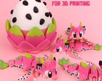 Dragon Fruit Dragon & Egg STL: Articulated Flexi Fidget Toy (Digital Download)