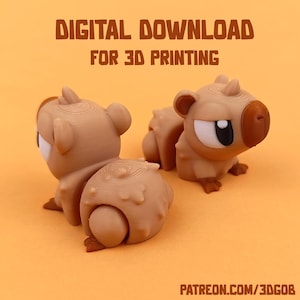 Puede incluir: Dos figuritas marrones impresas en 3D de un animal de dibujos animados con una espalda puntiaguda y ojos grandes. Las figuritas están colocadas en diferentes posiciones. El texto "DESCARGA DIGITAL PARA IMPRESIÓN 3D" está en la parte superior de la imagen. El texto "PATREON.COM/3DGOB" está en la parte inferior de la imagen.