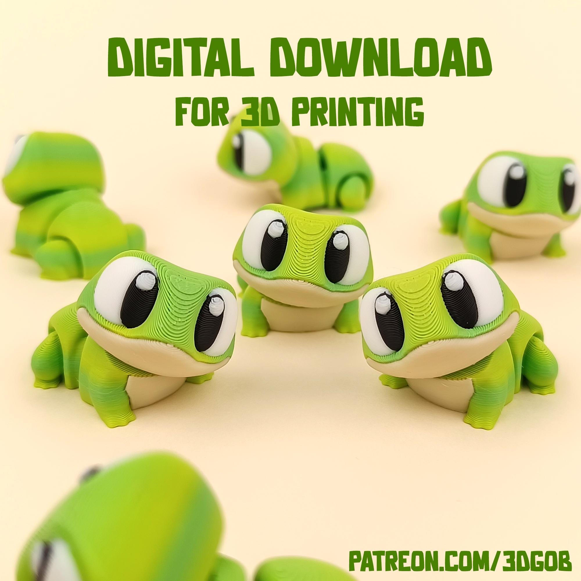Cute Frog STL & 3MF File for 3D Printing. Articulated, Print in Place ...