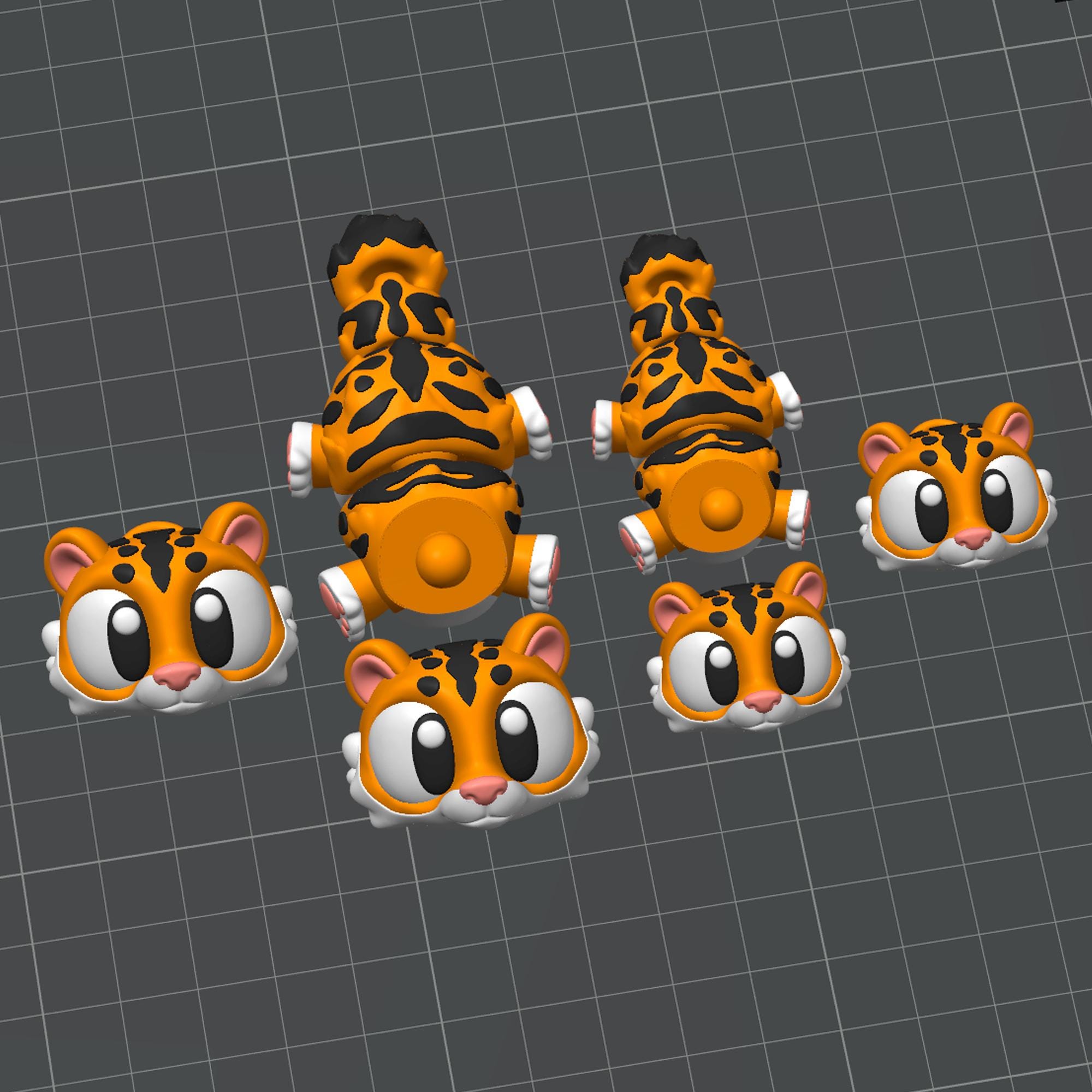 3D Printed Tiger: Articulated Flexi Fidget Toy (STL & 3MF Files