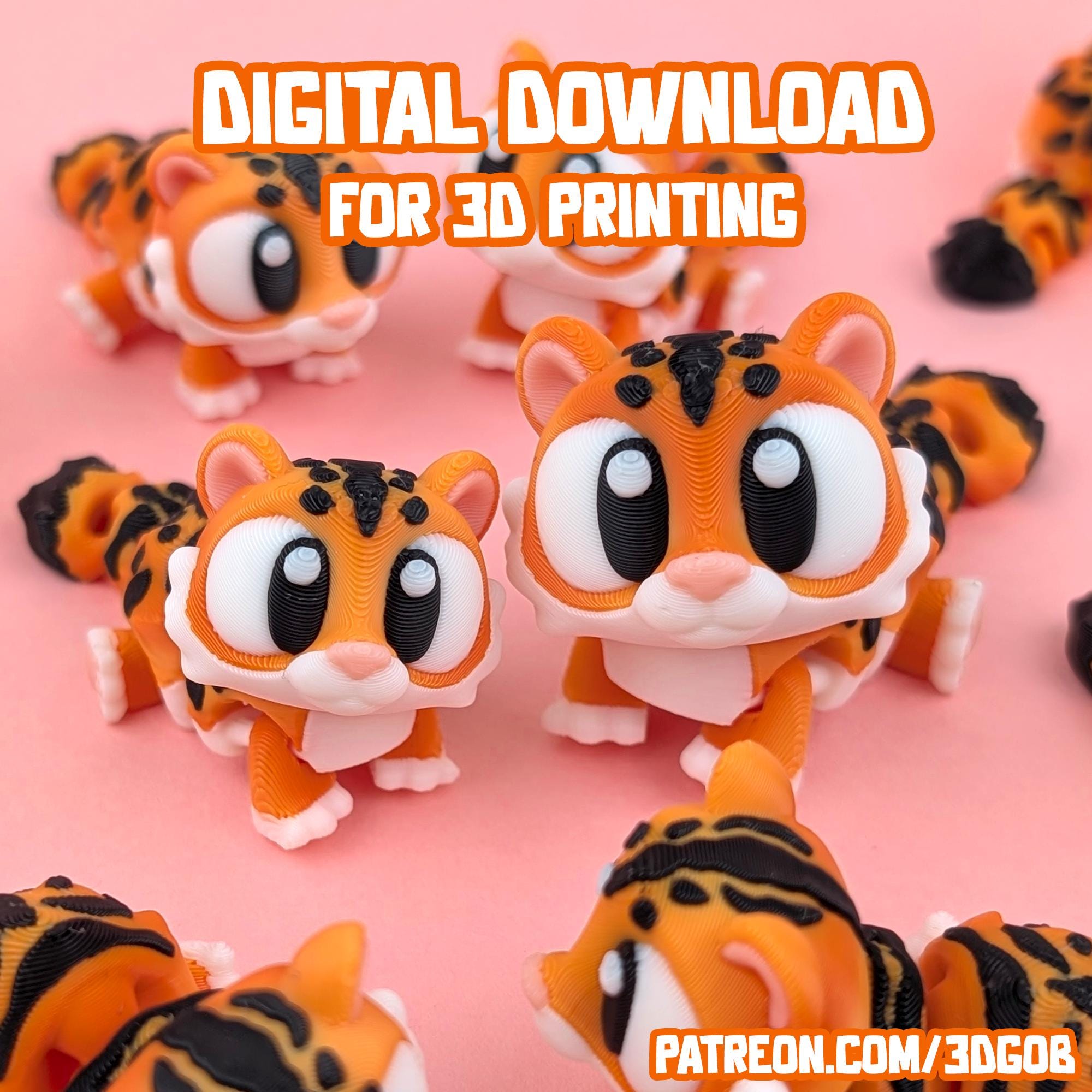美品 BRIEFING CARVICO 3D PRINT BASIC TEE L 3D Printed Tiger: Articulated Flexi Fidget Toy (STL & 3MF Files