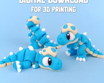 Cute Baby T-rex STL & 3MF file for 3D printing. Articulated, Print in place, Flexi Fidget Toy